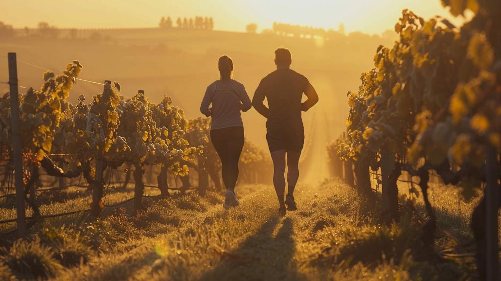 sports trails cinematic style couple vineyard