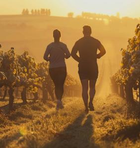 sports trails cinematic style couple vineyard